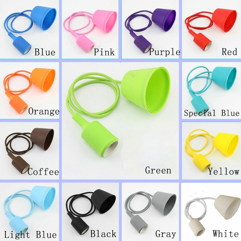 Home Living Room Decoration E27 Chandelier Base Bulb Holder Color Silicone Chandelier with Wire DIY LED Chandelier Ceiling Lamp