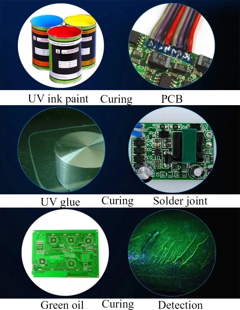 20W High Bright 365nm UV LED Blacklight High Power DC 5V 2A USB-Powered Ultraviolet Light PCB Resin Curing Porcelain Repair Lamp