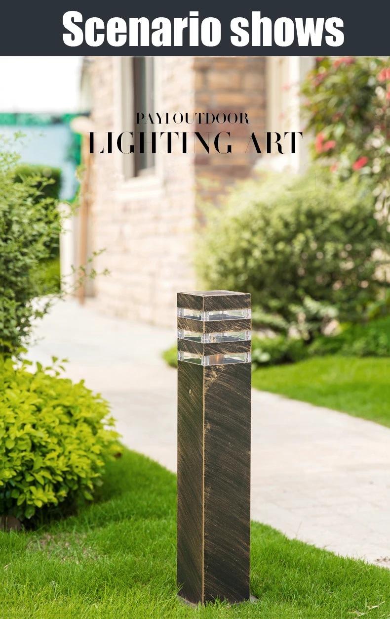 Waterproof Aluminum Pillar Light Outdoor E27 LED Garden Lawn Lamp Aluminum Pillar Post Light Landscape Lawn Bollard Light