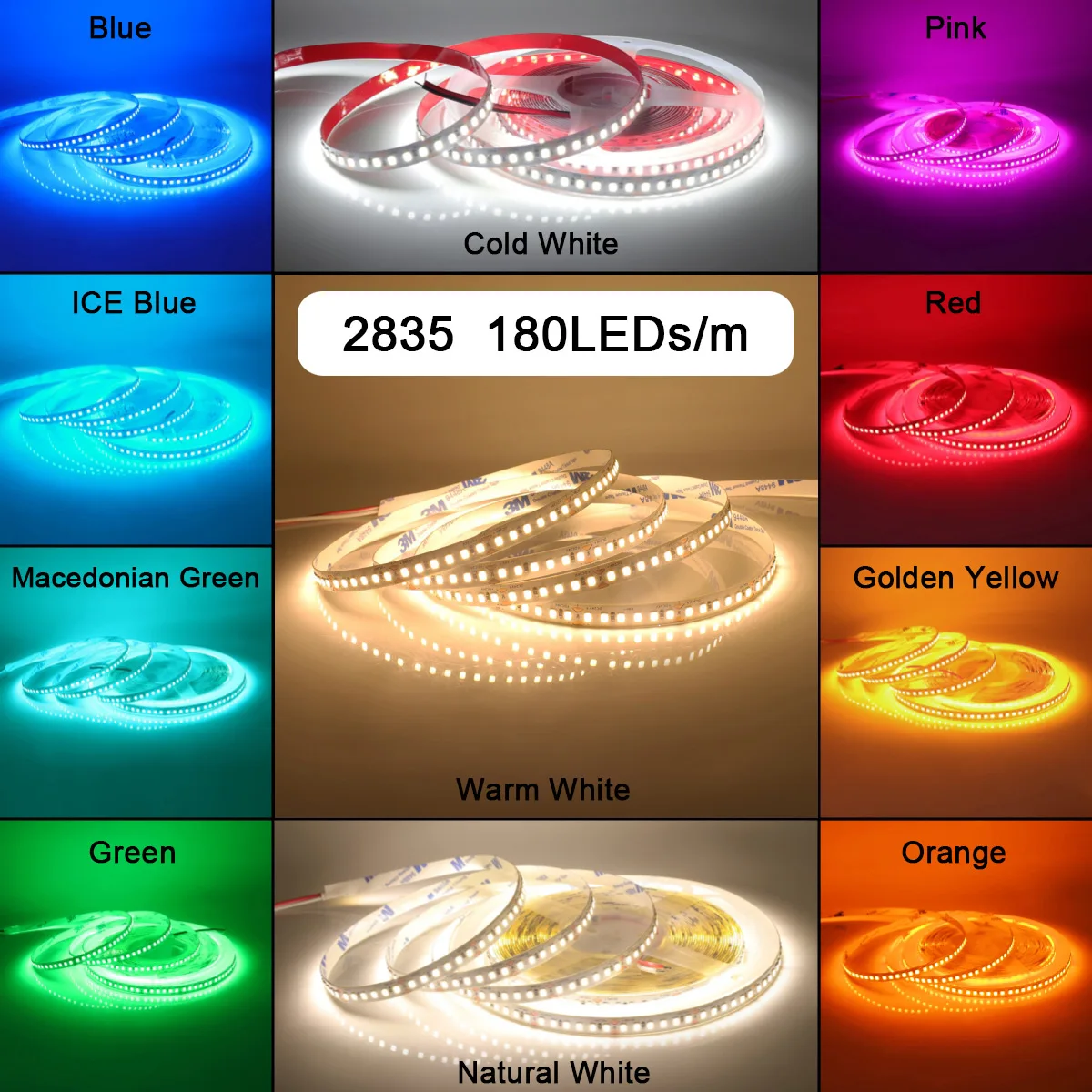 12V 24V 5m 10m 2835 LED Strip Light Flexible Led Tape Lamp Hight Brightness 120 180 LEDs Lighting Home Decoration 13 Colors