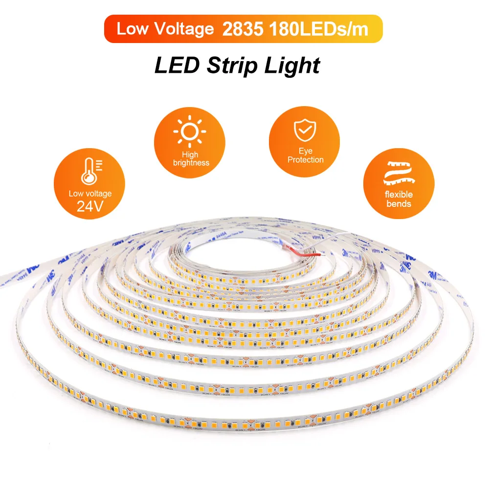 12V 24V 5m 10m 2835 LED Strip Light Flexible Led Tape Lamp Hight Brightness 120 180 LEDs Lighting Home Decoration 13 Colors