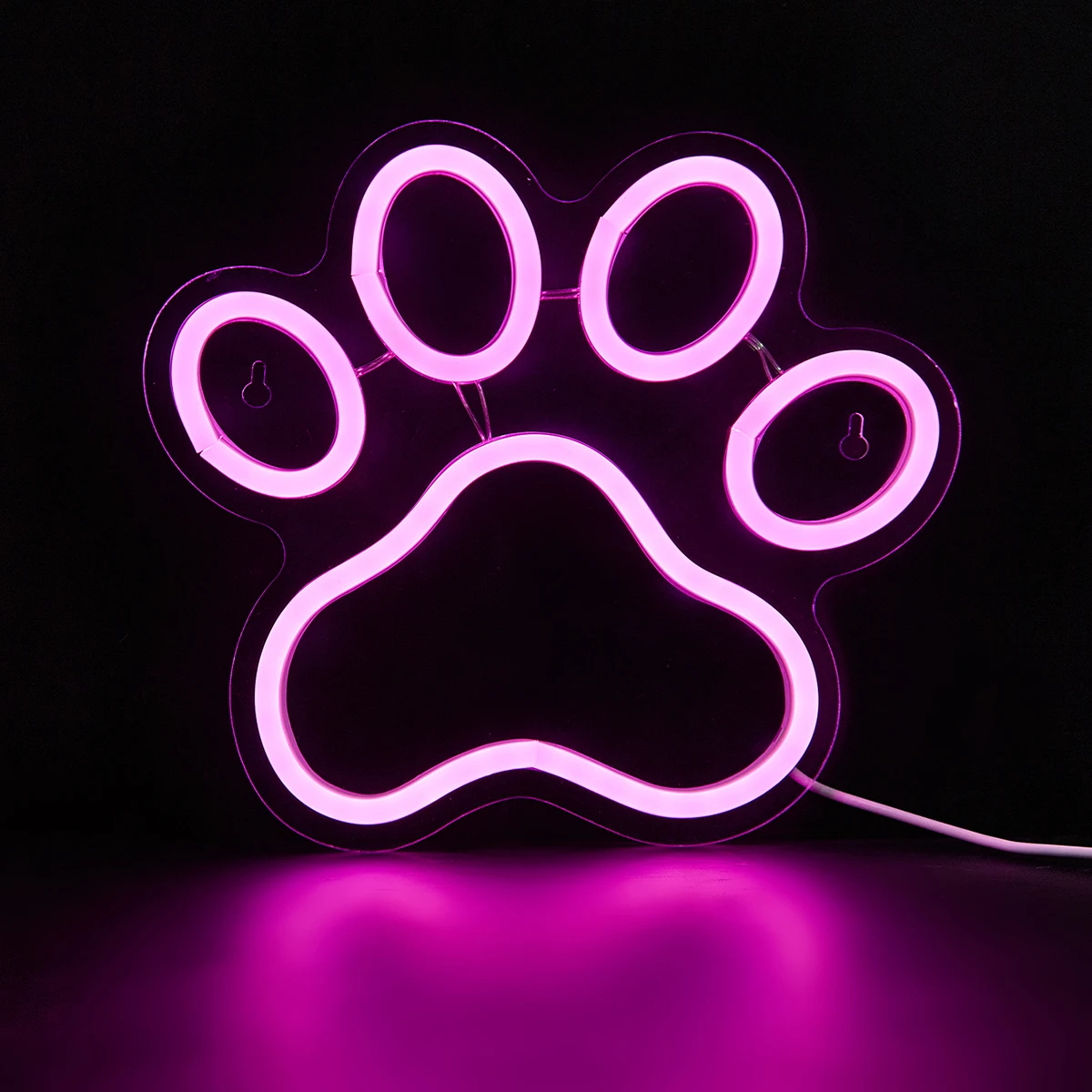 Chi-buy LED Neon Paw USB Powered Neon Signs Night Light 3D Wall Art & Game Room Bedroom Living Room Decor Lamp Signs