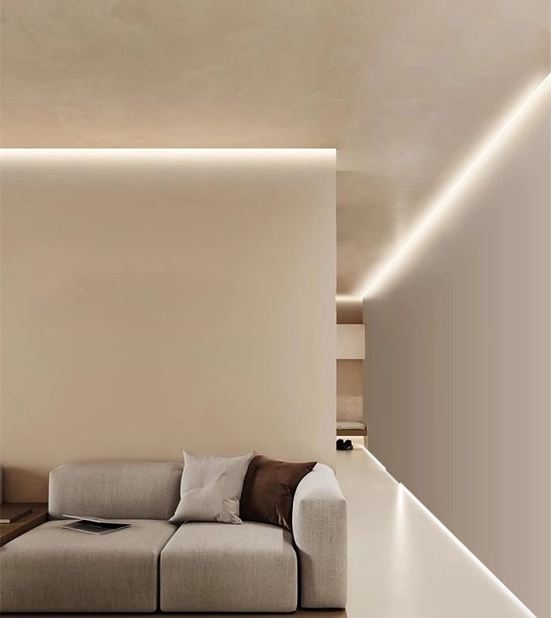 45° Oblique Beam LED Aluminum Profile V-type Top Corner Ceiling Flush Mounted Drywall PC Diffuser Channel Linear Bar Strip Light