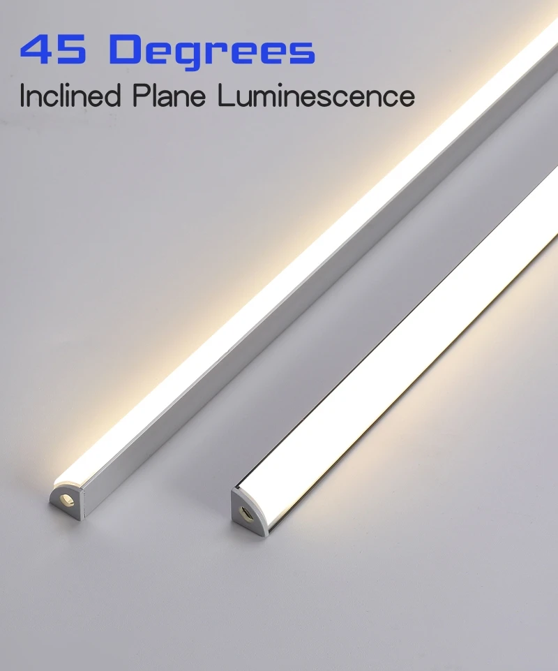 45° Oblique Beam LED Aluminum Profile V-type Top Corner Ceiling Flush Mounted Drywall PC Diffuser Channel Linear Bar Strip Light