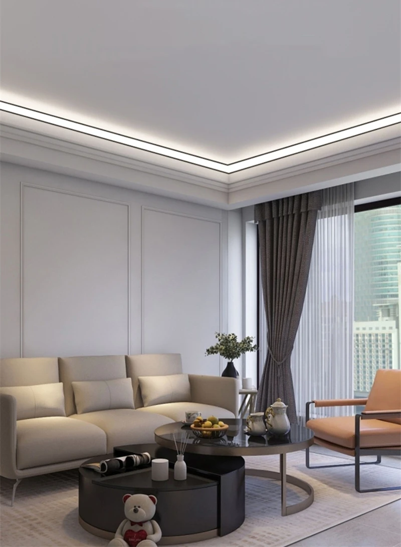45° Oblique Beam LED Aluminum Profile V-type Top Corner Ceiling Flush Mounted Drywall PC Diffuser Channel Linear Bar Strip Light