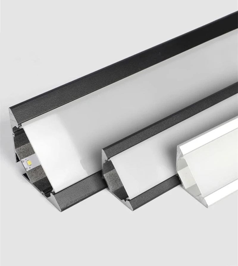 45° Oblique Beam LED Aluminum Profile V-type Top Corner Ceiling Flush Mounted Drywall PC Diffuser Channel Linear Bar Strip Light