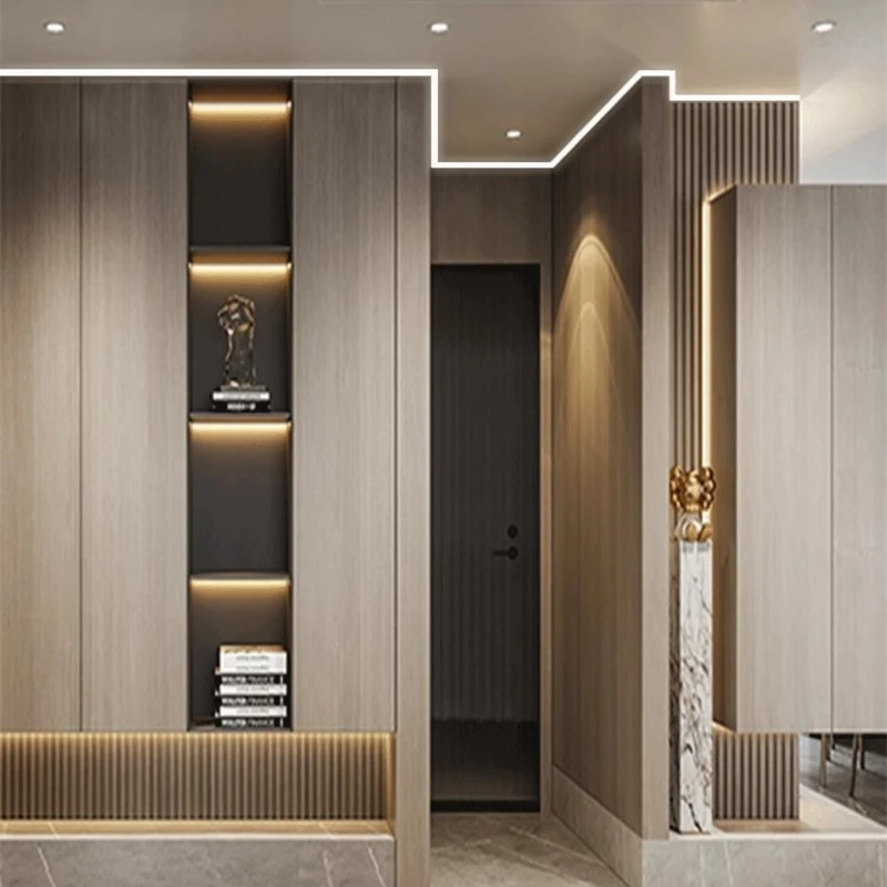 45° Oblique Beam LED Aluminum Profile V-type Top Corner Ceiling Flush Mounted Drywall PC Diffuser Channel Linear Bar Strip Light