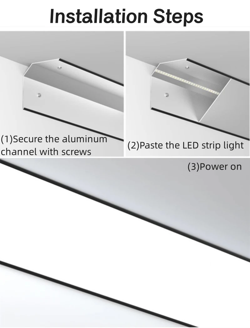 45° Oblique Beam LED Aluminum Profile V-type Top Corner Ceiling Flush Mounted Drywall PC Diffuser Channel Linear Bar Strip Light