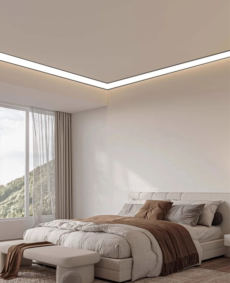 45° Oblique Beam LED Aluminum Profile V-type Top Corner Ceiling Flush Mounted Drywall PC Diffuser Channel Linear Bar Strip Light
