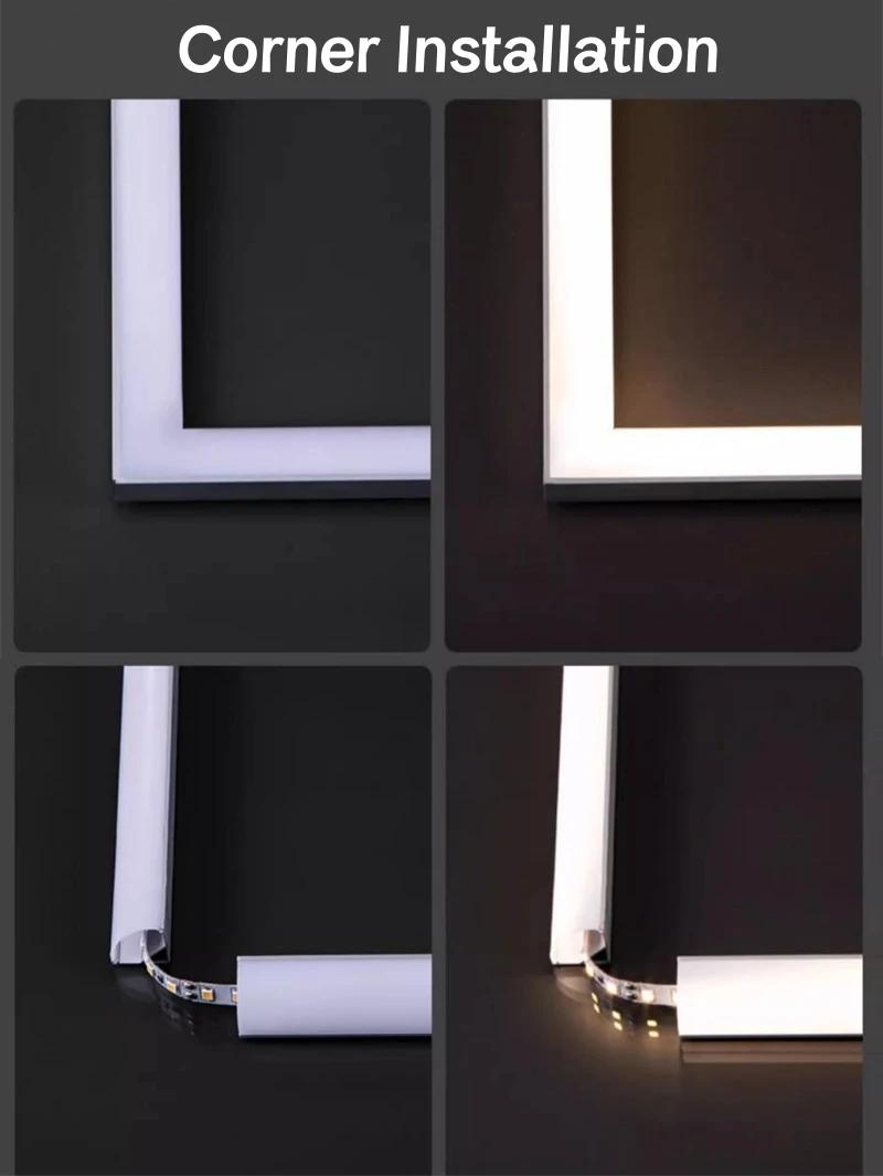 45° Oblique Beam LED Aluminum Profile V-type Top Corner Ceiling Flush Mounted Drywall PC Diffuser Channel Linear Bar Strip Light