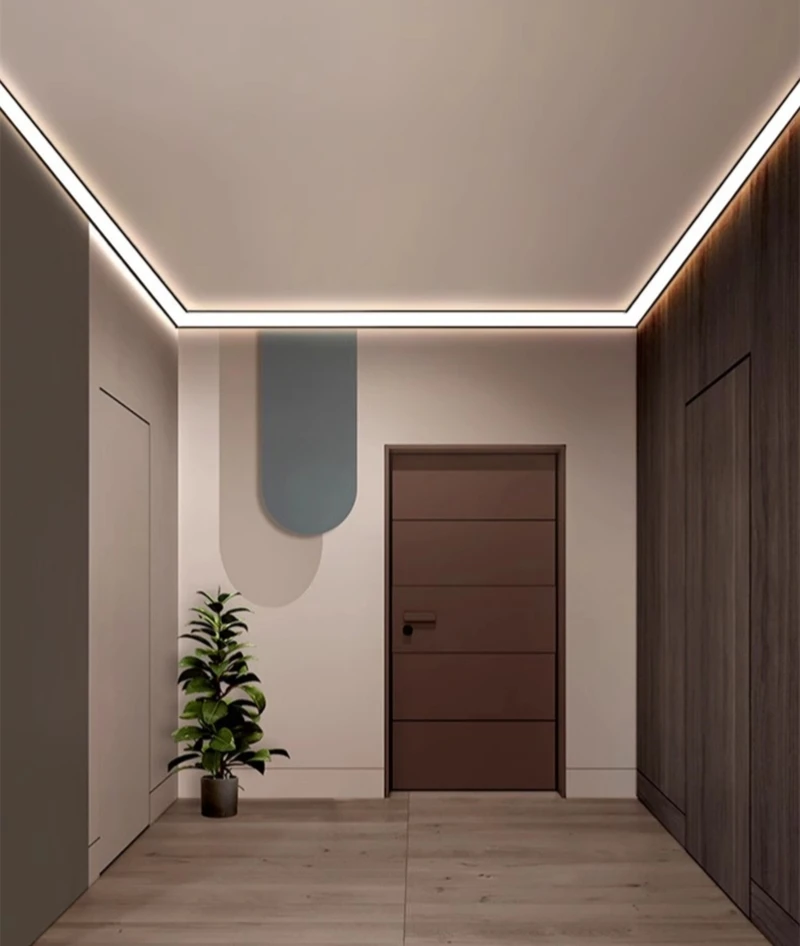 45° Oblique Beam LED Aluminum Profile V-type Top Corner Ceiling Flush Mounted Drywall PC Diffuser Channel Linear Bar Strip Light