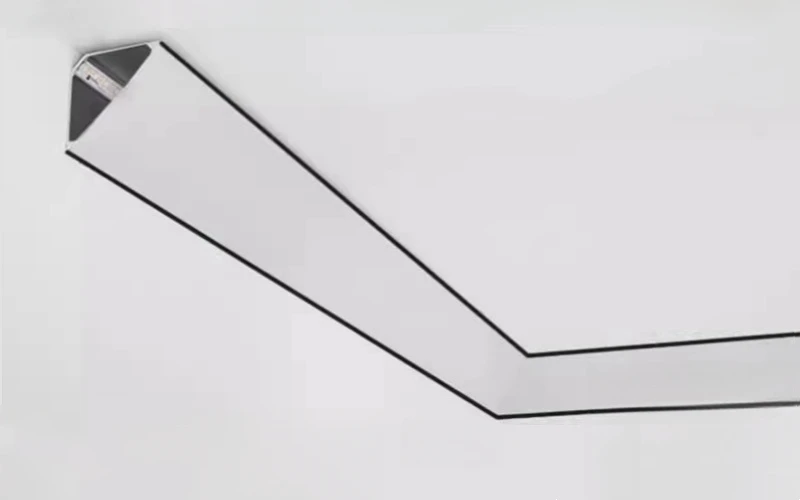 45° Oblique Beam LED Aluminum Profile V-type Top Corner Ceiling Flush Mounted Drywall PC Diffuser Channel Linear Bar Strip Light