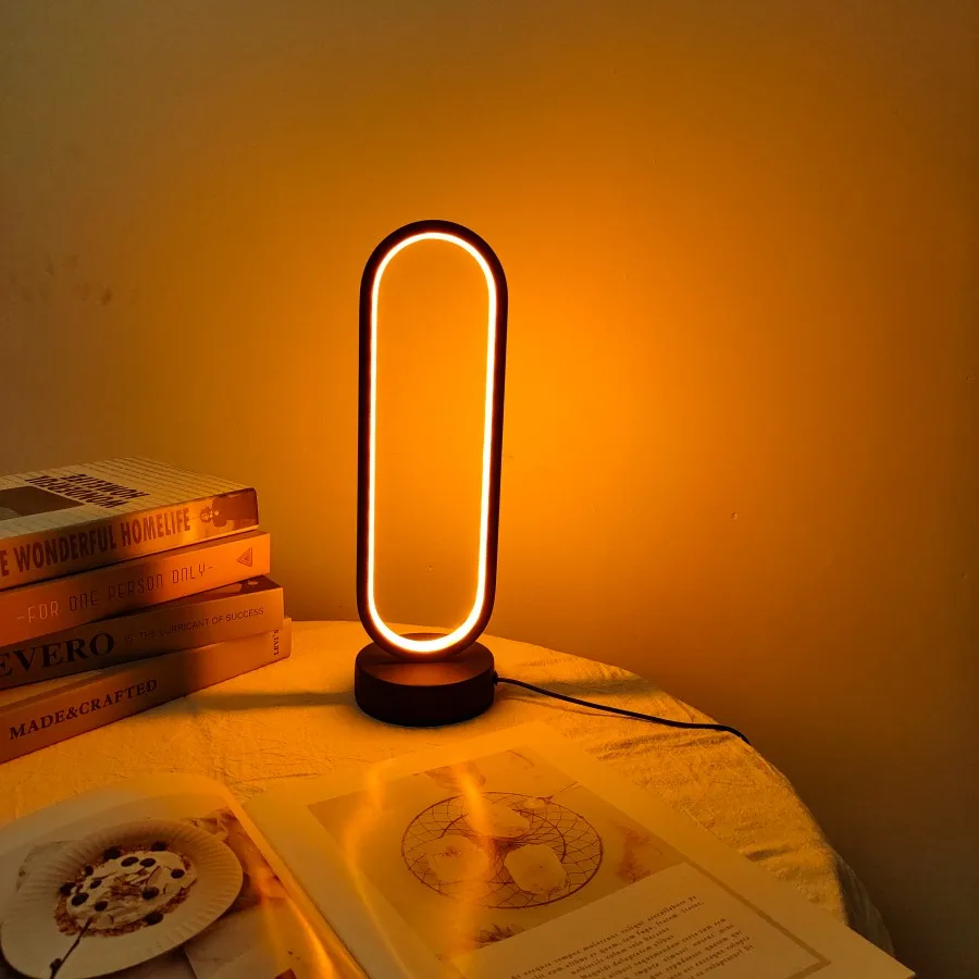 1PC Lamp Bedroom Ring Lamp Living Room Three-color Dimming Bedside Lamp LED Night Light