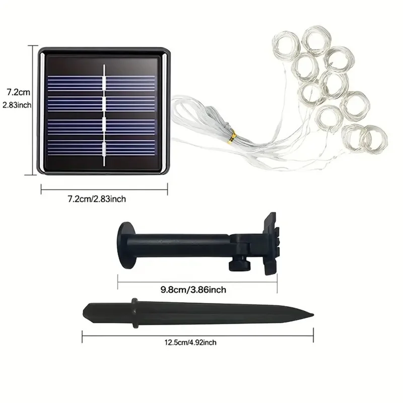 Solar Curtain Light Outdoor Waterproof Solar Fairy Garland String Lights for Garden Yard Pavilion Wedding Party Holiday Decor