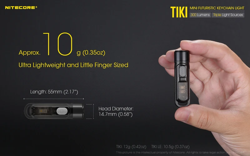 NITECORE TIKI TIKILE 300Lumens Mini Keychain Light Triple Lihgt Sources USB-Rechargeable Portable Lighting UV Light For Outdoor