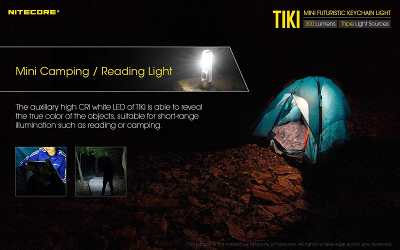 NITECORE TIKI TIKILE 300Lumens Mini Keychain Light Triple Lihgt Sources USB-Rechargeable Portable Lighting UV Light For Outdoor