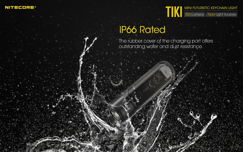 NITECORE TIKI TIKILE 300Lumens Mini Keychain Light Triple Lihgt Sources USB-Rechargeable Portable Lighting UV Light For Outdoor