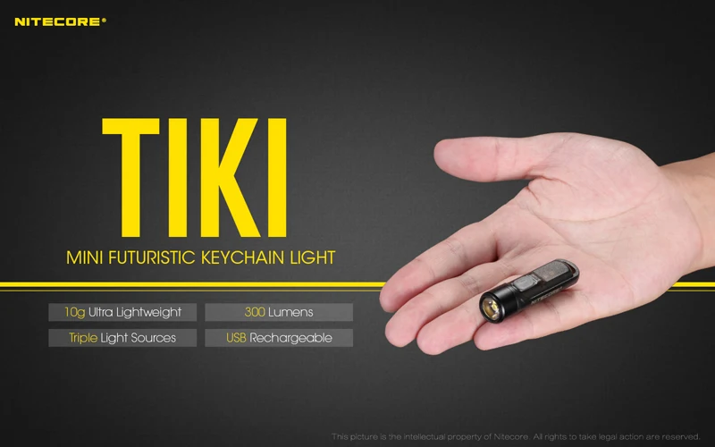 NITECORE TIKI TIKILE 300Lumens Mini Keychain Light Triple Lihgt Sources USB-Rechargeable Portable Lighting UV Light For Outdoor
