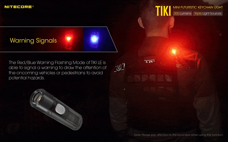 NITECORE TIKI TIKILE 300Lumens Mini Keychain Light Triple Lihgt Sources USB-Rechargeable Portable Lighting UV Light For Outdoor