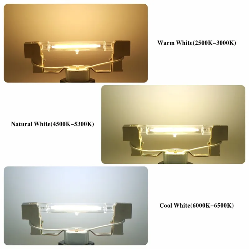 Super Bright Dimmable LED R7S Glass Tube COB Bulb Ceramics 78MM 118MM R7S Corn Lamp 15W 20W 30W 40W Replace Halogen Lampadas
