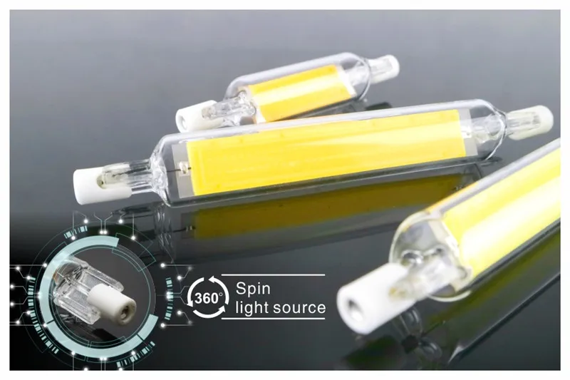 Super Bright Dimmable LED R7S Glass Tube COB Bulb Ceramics 78MM 118MM R7S Corn Lamp 15W 20W 30W 40W Replace Halogen Lampadas