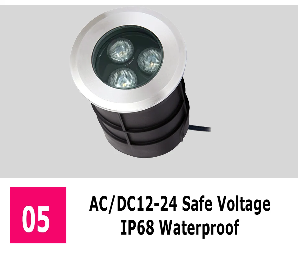 42MM 52MM 62MM 75MM 1W 3W 6W 12V-24V IP68 Swimming Pools Lighting All Stainless Steel LED Underwater Light