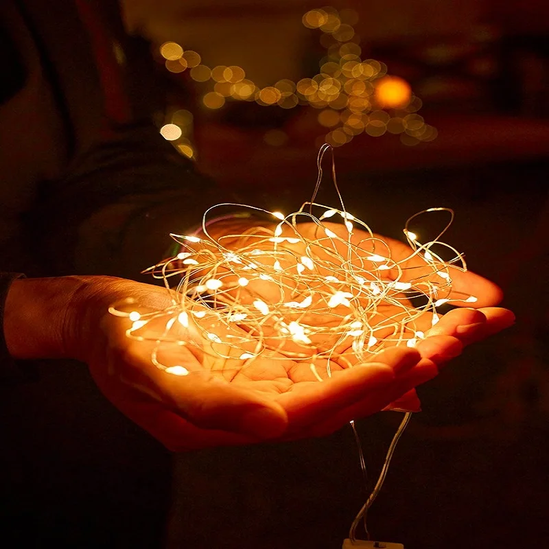 50Leds 100Leds Battery String Fairy Lights Copper Wire Christmas Light Wedding Party Holiday Fairy Lights Battery Power Supply
