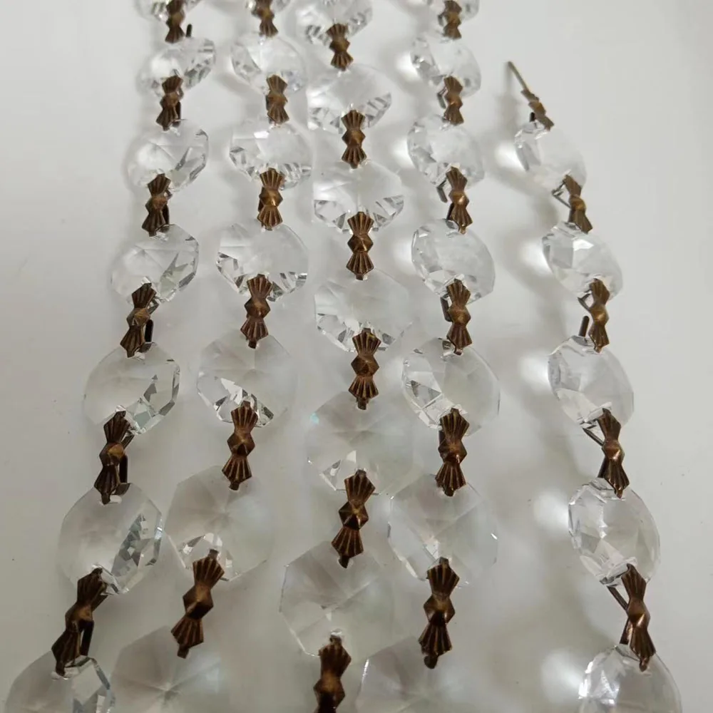 Camal 100cm/3.3ft Garland (Bronze Bowtie) 14mm Clear Crystal Octagonal Bead Chain Chandelier Lamp Part Curtain Ornament Home DIY