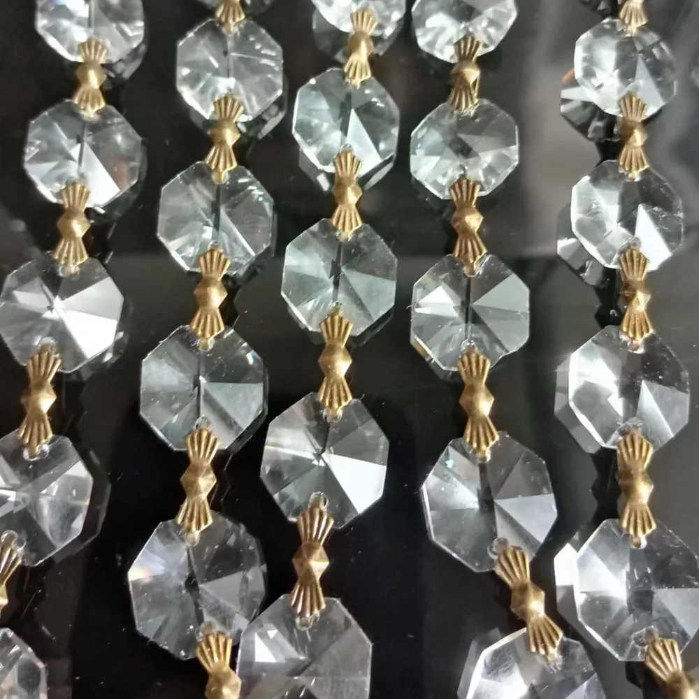 Camal 100cm/3.3ft Garland (Bronze Bowtie) 14mm Clear Crystal Octagonal Bead Chain Chandelier Lamp Part Curtain Ornament Home DIY
