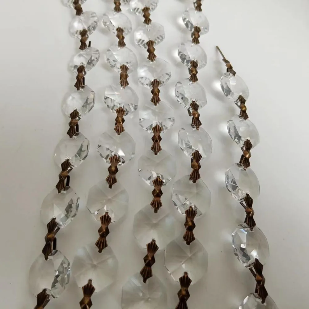 Camal 100cm/3.3ft Garland (Bronze Bowtie) 14mm Clear Crystal Octagonal Bead Chain Chandelier Lamp Part Curtain Ornament Home DIY