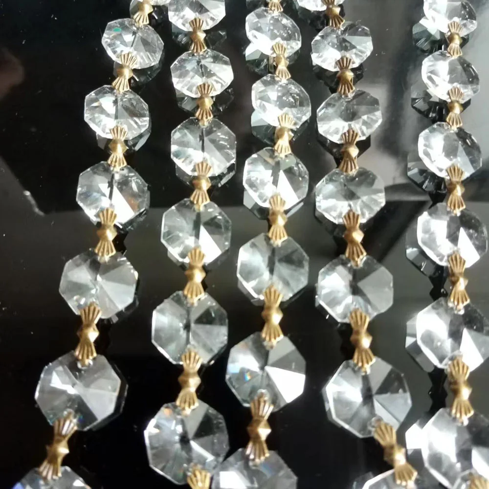 Camal 100cm/3.3ft Garland (Bronze Bowtie) 14mm Clear Crystal Octagonal Bead Chain Chandelier Lamp Part Curtain Ornament Home DIY