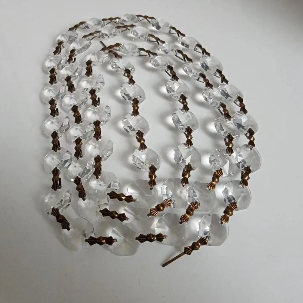 Camal 100cm/3.3ft Garland (Bronze Bowtie) 14mm Clear Crystal Octagonal Bead Chain Chandelier Lamp Part Curtain Ornament Home DIY