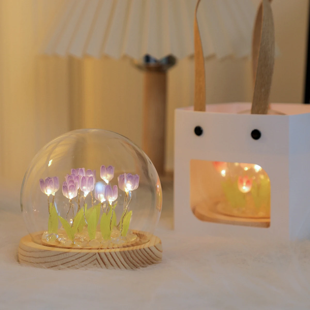 10/20Pcs Tulip Night Light Battery Operated Tulip Flower Table Lamp DIY Simulation Tulip LED Nightlight Handmade Bedside Light