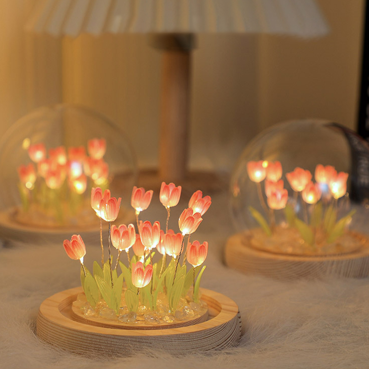 10/20Pcs Tulip Night Light Battery Operated Tulip Flower Table Lamp DIY Simulation Tulip LED Nightlight Handmade Bedside Light