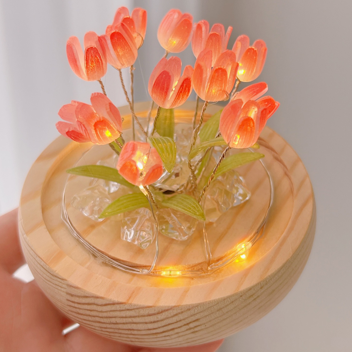 10/20Pcs Tulip Night Light Battery Operated Tulip Flower Table Lamp DIY Simulation Tulip LED Nightlight Handmade Bedside Light