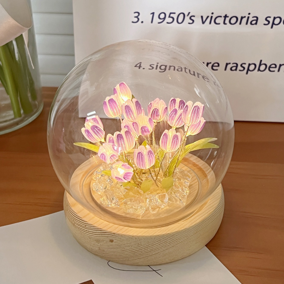 10/20Pcs Tulip Night Light Battery Operated Tulip Flower Table Lamp DIY Simulation Tulip LED Nightlight Handmade Bedside Light
