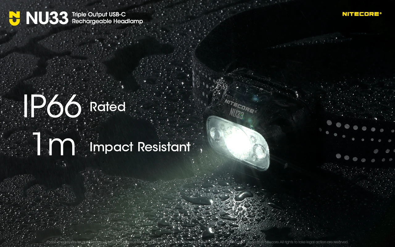 Nitecore NU33 Built-In Li-ion Battery Aluminum Metal Materials USB-C Rechargeable Headlamp 700LM High CRI LED Triple Output