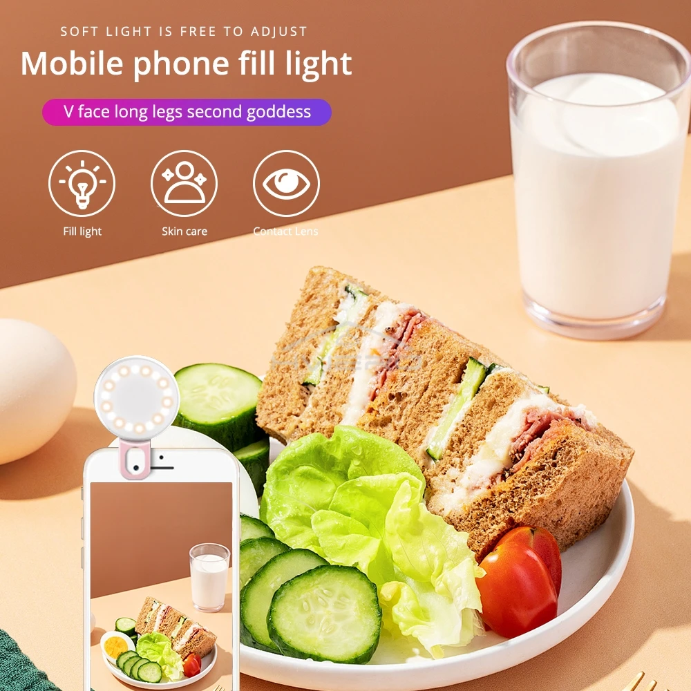 Mini Phone Selfie Ringtone DC 5V Fill Light Warm And Cold SF 02 Three Gear Dimming Video Photo Lenses Depict Beautiful Contours