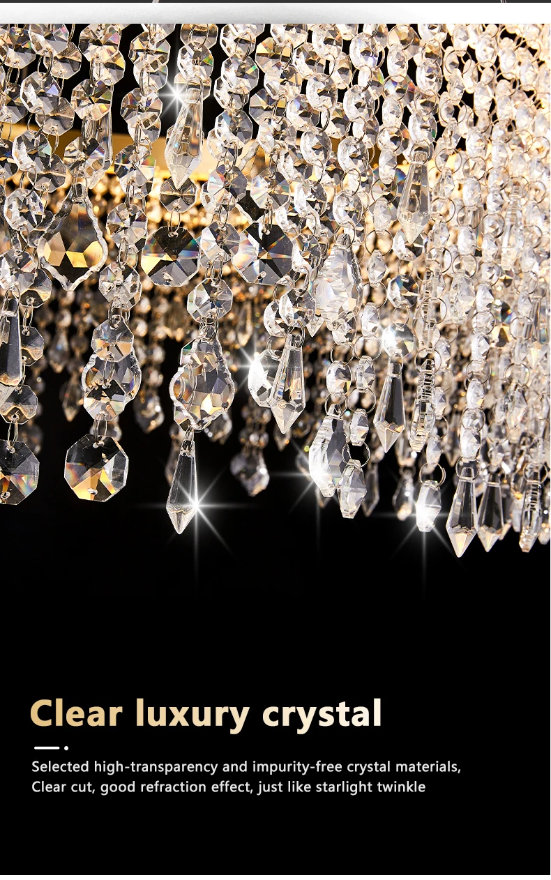 Royal Nordic Led Luster Pendant Lights Luxury Crystal Chandelier for Living Dining Room Circle Hanging Lamp Home Decor Fixture