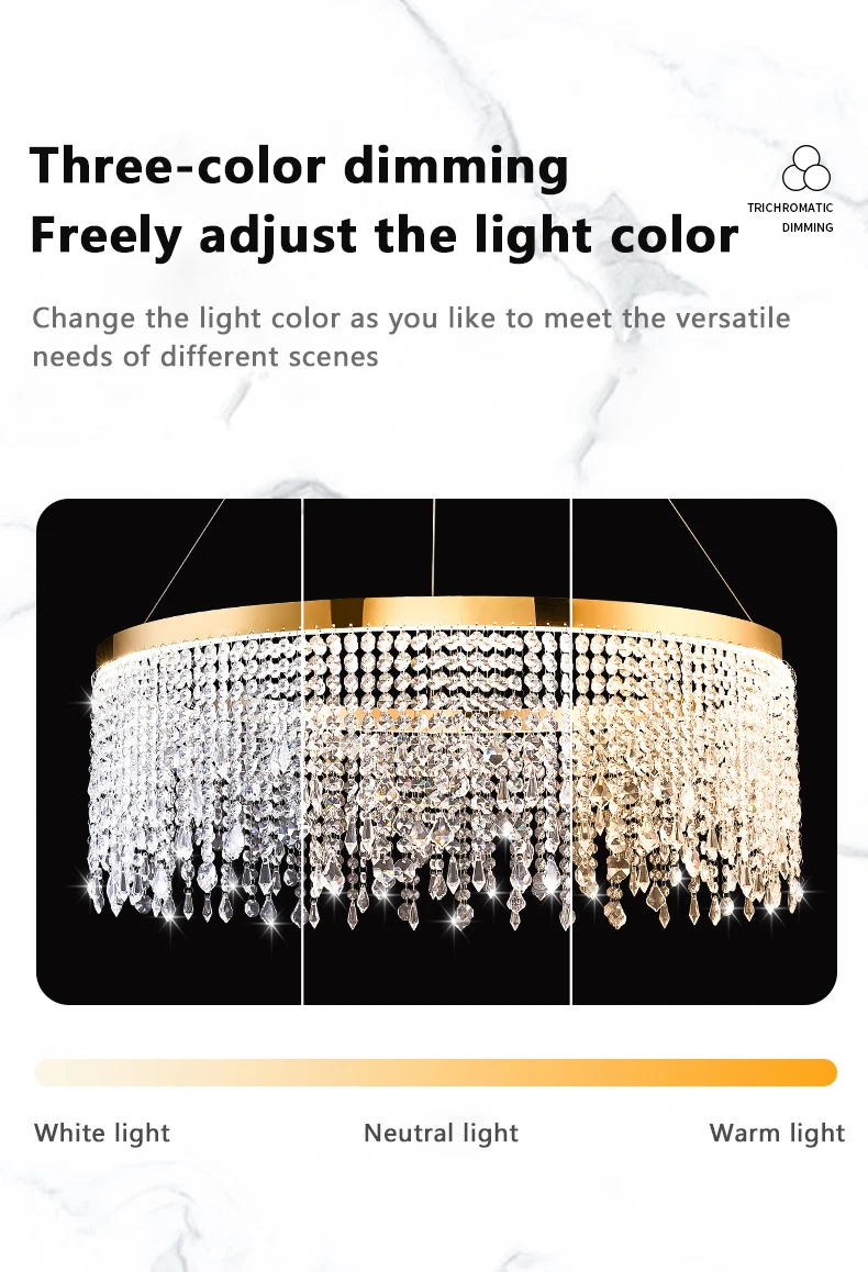 Royal Nordic Led Luster Pendant Lights Luxury Crystal Chandelier for Living Dining Room Circle Hanging Lamp Home Decor Fixture