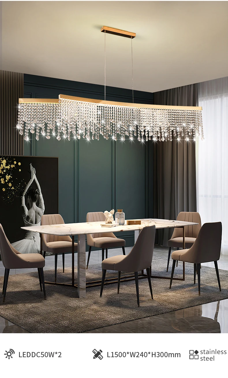Royal Nordic Led Luster Pendant Lights Luxury Crystal Chandelier for Living Dining Room Circle Hanging Lamp Home Decor Fixture