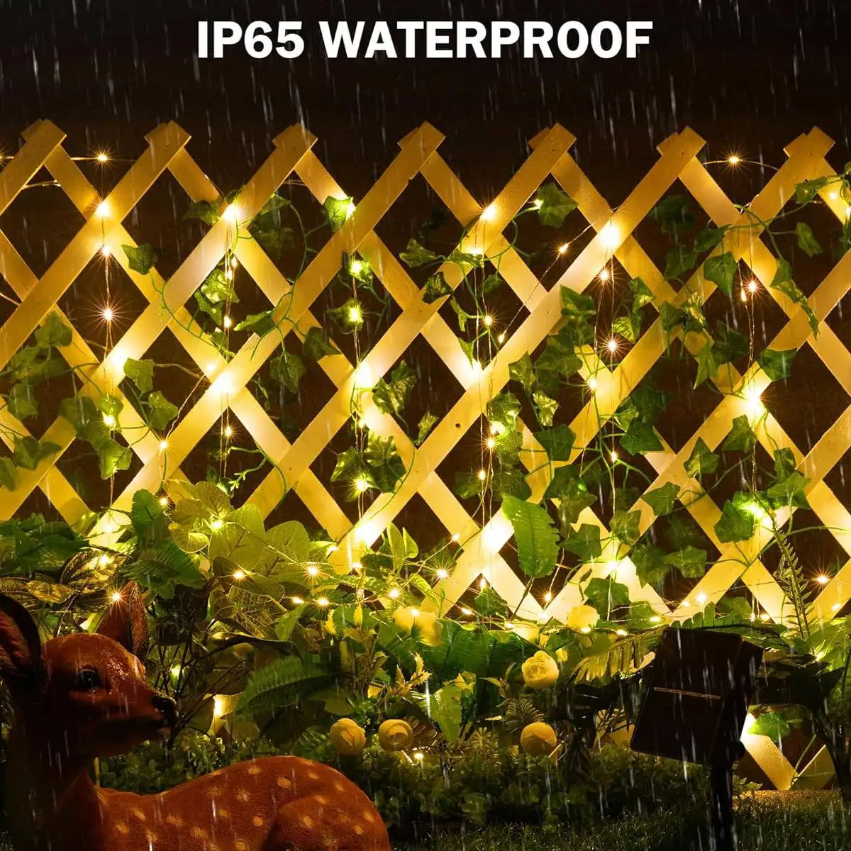 1pc 12M 100 LED Solar Artificial Ivy String Light Garden Street Garland Outdoor Waterproof Fairy Lights For Party Wedding Decor