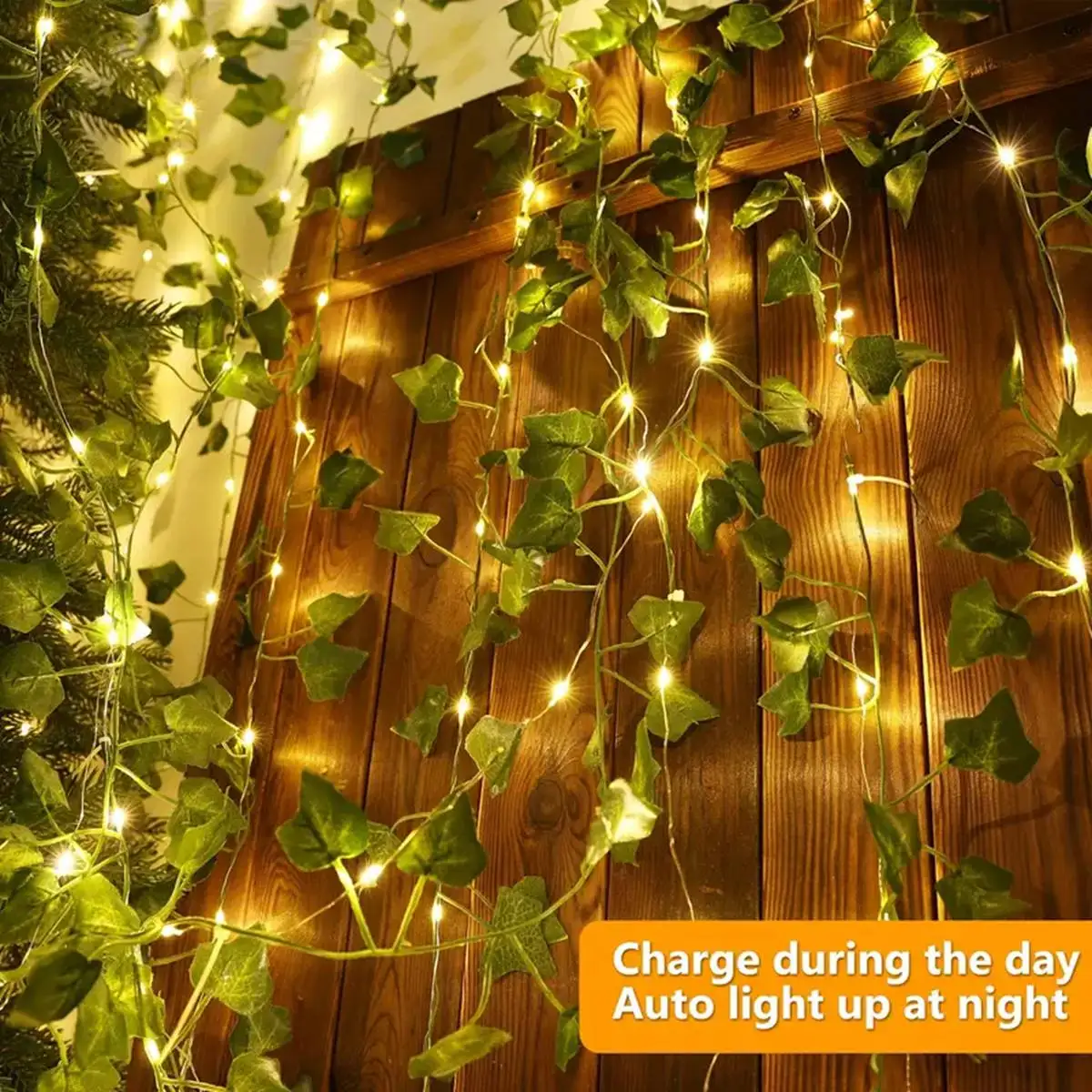 1pc 12M 100 LED Solar Artificial Ivy String Light Garden Street Garland Outdoor Waterproof Fairy Lights For Party Wedding Decor