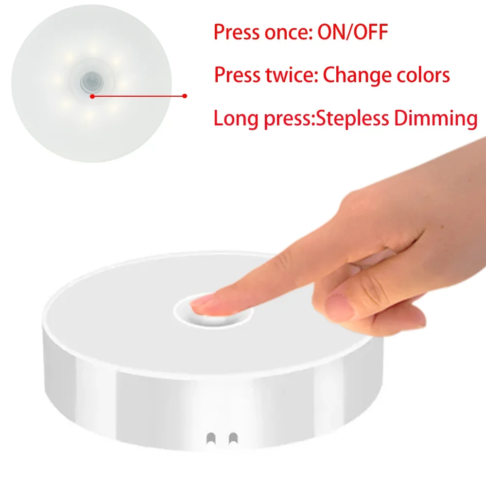 Night Light USB Rechargeable Night Lights Button Switch For Kitchen Cabinet Wardrobe Lamp Staircase Wireless LED Closet Lights