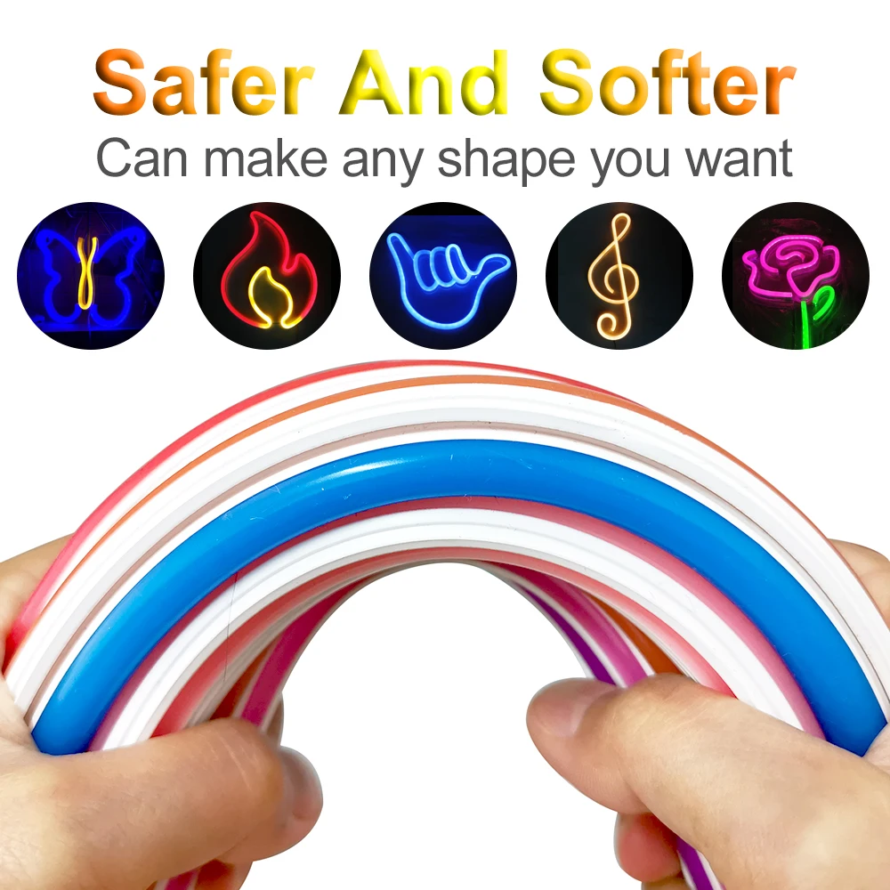 1m-10m DIY Separation Neon Strip 6mm 8mm Flexible Bendable Silicone 2835smd 120Leds S Shape Led Light Tape Word Sign Waterproof