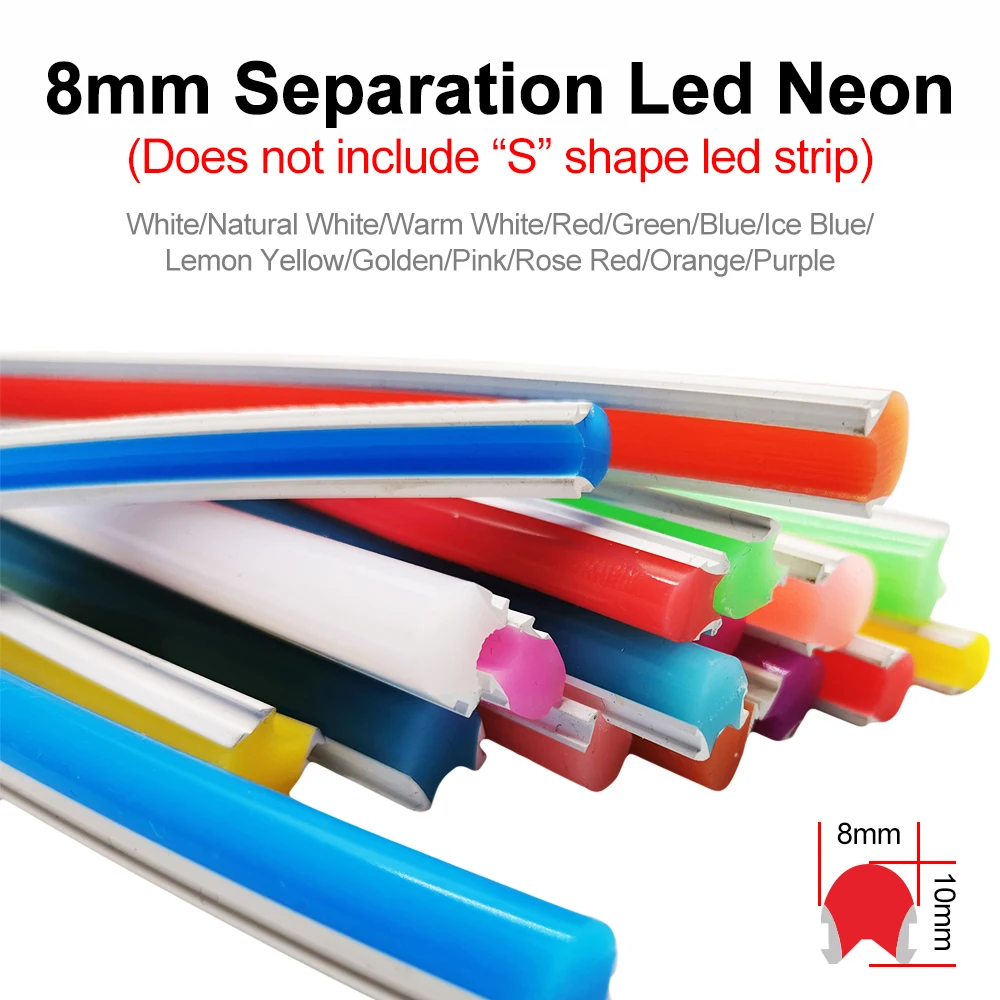 1m-10m DIY Separation Neon Strip 6mm 8mm Flexible Bendable Silicone 2835smd 120Leds S Shape Led Light Tape Word Sign Waterproof