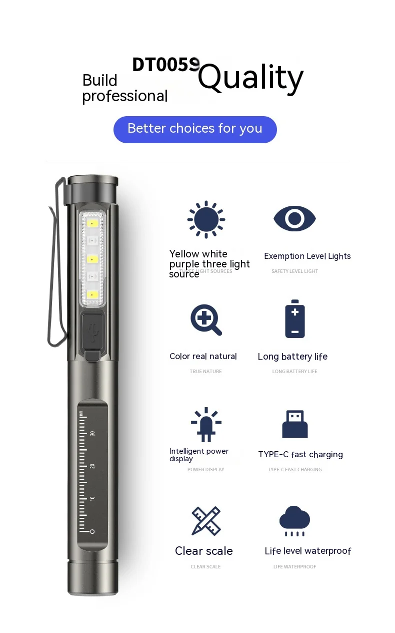 Professional Medical Pen Light Handy Rechargeable LED Flashlight First Aid Medical Doctor Nurse Portable Diagnosis Penlights