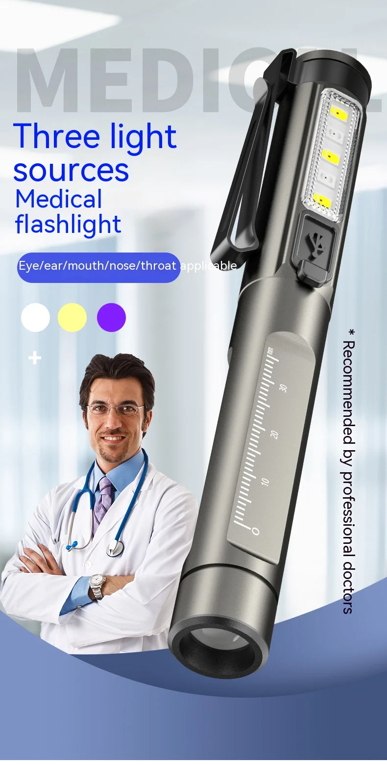 Professional Medical Pen Light Handy Rechargeable LED Flashlight First Aid Medical Doctor Nurse Portable Diagnosis Penlights