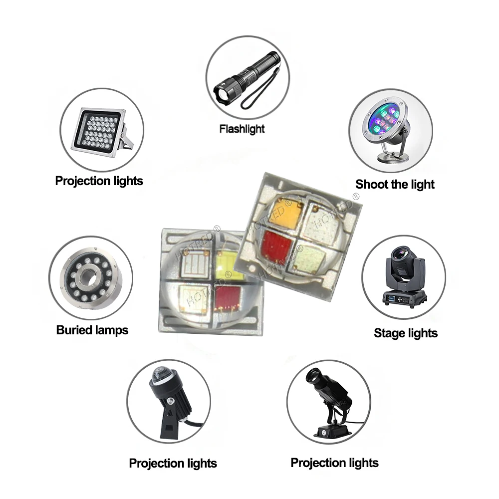 10-100pcs LED RGBW 5050 Chip SMD RGBWW 10W 12W 4 Chips Diode Bead Stage Flashlight Car Bicycle Lamp Headlight Ceramic Substrate