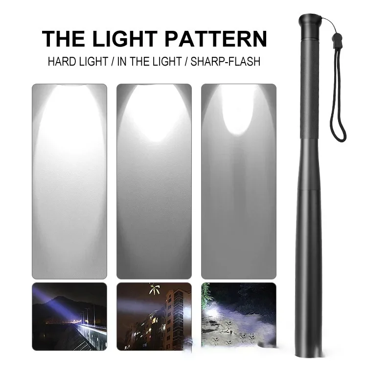 Security Flashlight Stick Outdoors Emergency Personal Torch Supplies Extended Baseball Baton Anti Riot Equipments Self Defense